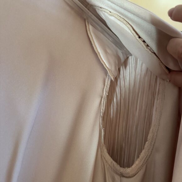 Vintage 80s Pierre Labiche Pleated Dress Blush Pink Chiffon Ruffle Hem USA SZ 10 - Picture 5 of 12